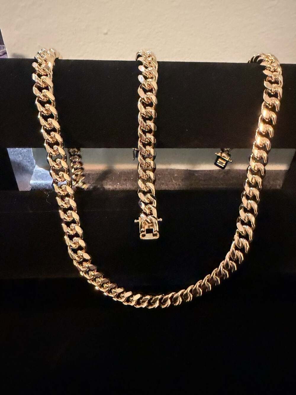 14K Gold Filled Miami Cuban Link Necklace and Bracelet Set Size 24 In